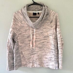 🎉4/$25 Rafaella Pink Gray Stripe Cowl Neck Foldover Athleisure Sweatshirt Small